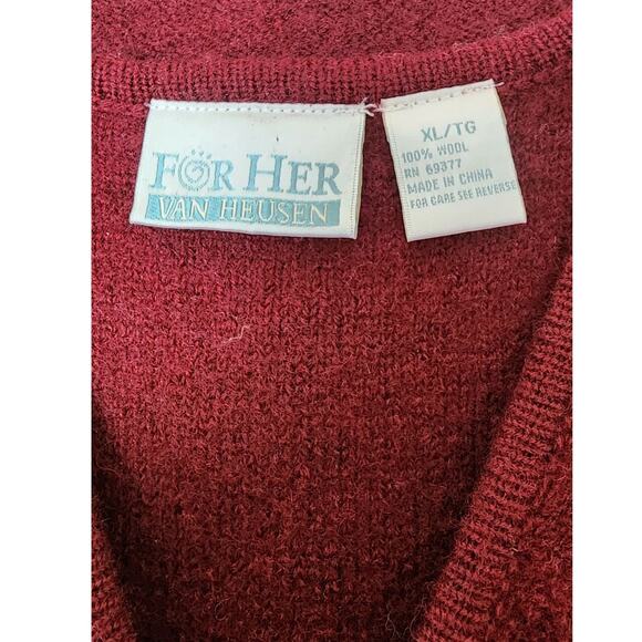 Vtg Van Heusen Burgundy Wool Sleeveless Sweater Vest with Zipper Womens XL/TG - Picture 6 of 8